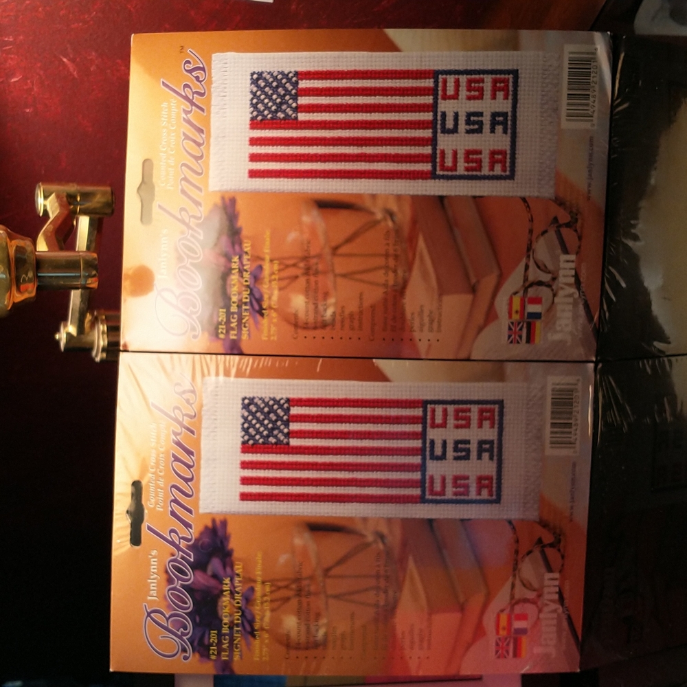 Vintage/Retired - Janlynn's - Flag Bookmark - Cross Stitch Kits - 2 Kit Set